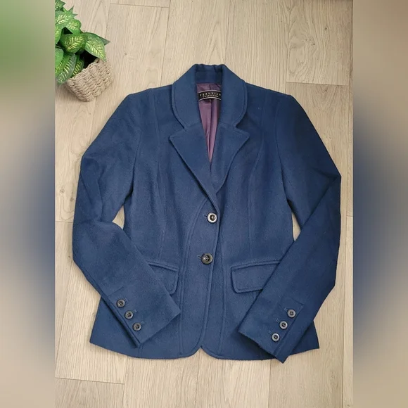 Peruvian Connection Baby Alpaca &  Wool Blend Navy Blue & Purple Blazer, Women 4 - Picture 2 of 16